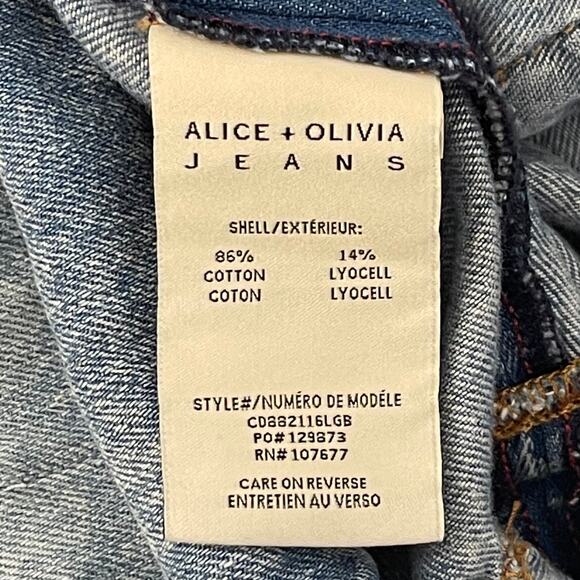 Alice + Olivia Distressed Etha Chambray Denim Jumpsuit - Tie Waist - Blue - 30 - Picture 10 of 12